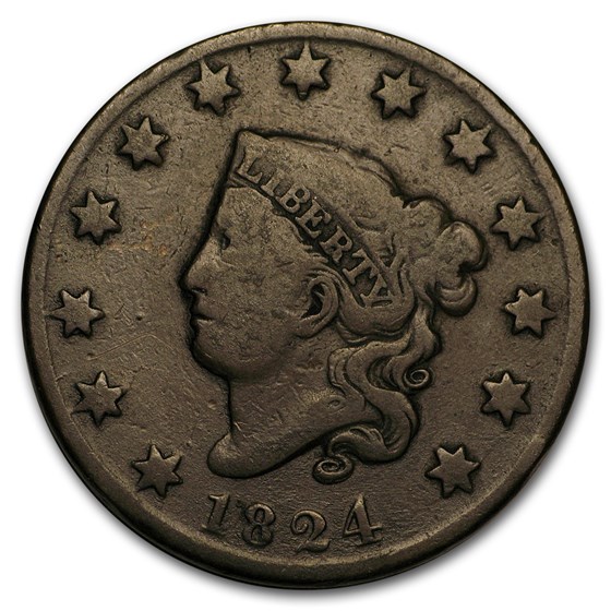 1824 Large Cent VG 1824 Large Cent VG